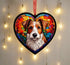Fox Terrier Stained Glass Effect Heart Suncatcher